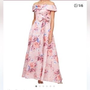 Alex Evenings Pink Evening Dress with Floral Detail